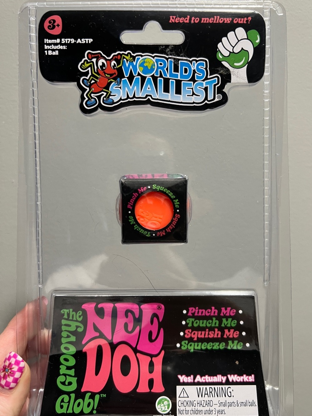 NeeDoh World’s Smallest Groovy Glob Mini Stress Ball - Orange/Pink